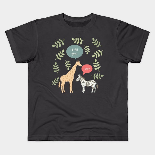 Funny Safari Love Shirt Kids T-Shirt by SWON Design